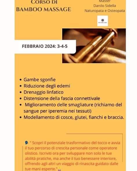 Corso Bamboo Massage con Danilo Sidella 3-4-5 Febbario 2024